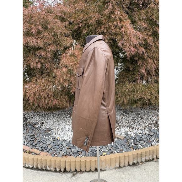 Brunello Cucinelli Leather Jacket Men’s Brown Field Safari Coat Size Medium Y2k - Picture 6 of 15